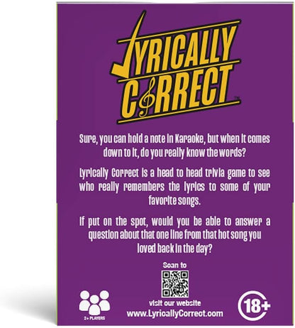 Lyrically Correct '90s & 2000s Music Trivia Card Game - Hip Hop and R&B Edition - Finish the Lyrics Challenge, Fun for Adults, Party or Family Night