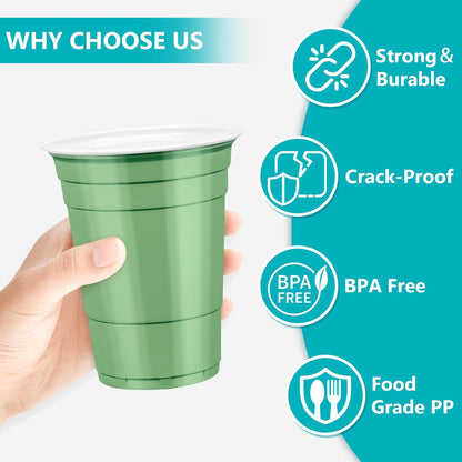 LANLISA 50 Gold Plastic Cups, 16 oz Disposable Cups, Drinking Cups For Birthday Party Supplies, Graduation, Thanksgiving Decorations, Harvest, Fall, New Years