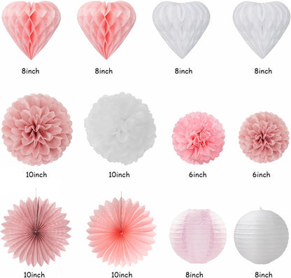 2026 Blue Class-Congratulations Prom Graduation Party-Decorations - 22pcs High School College Grad Supplies Decor,Royal Navy White Silver Tissue Pom Poms Streamers, Paper Flowers Lanterns Hugmoon