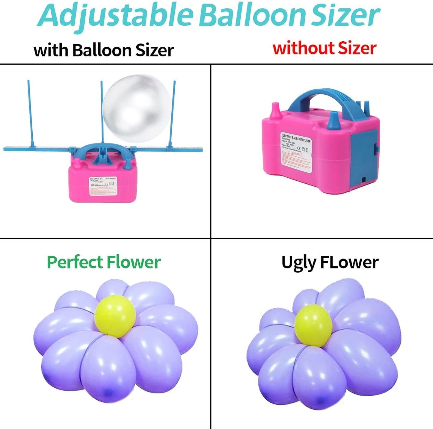 QIPUMP Balloon Pump Electric,110V 600W Balloon Blower Inflator Dual Nozzle Air Pump Balloons Inflator for Decoration, Party, Sport,Gifts:2 Balloon Tying Tools
