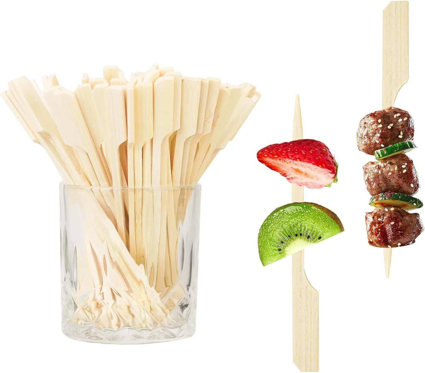 100PCS Cocktail Picks, Fancy Toothpicks for Appetizers, Decorative Skewers for Appetizers Drinks Party Fruit, 4.7 Inch Long Wooden Bamboo Gold Ball Food Sticks Charcuterie Boards Accessories