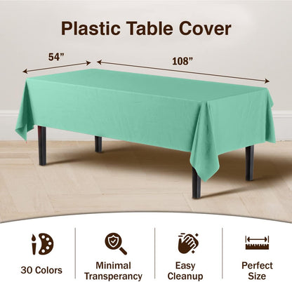 Exquisite Party Solids 6-Pack Premium Plastic Tablecloth 54in. x 108in. Rectangle Plastic Table Cover - Navy