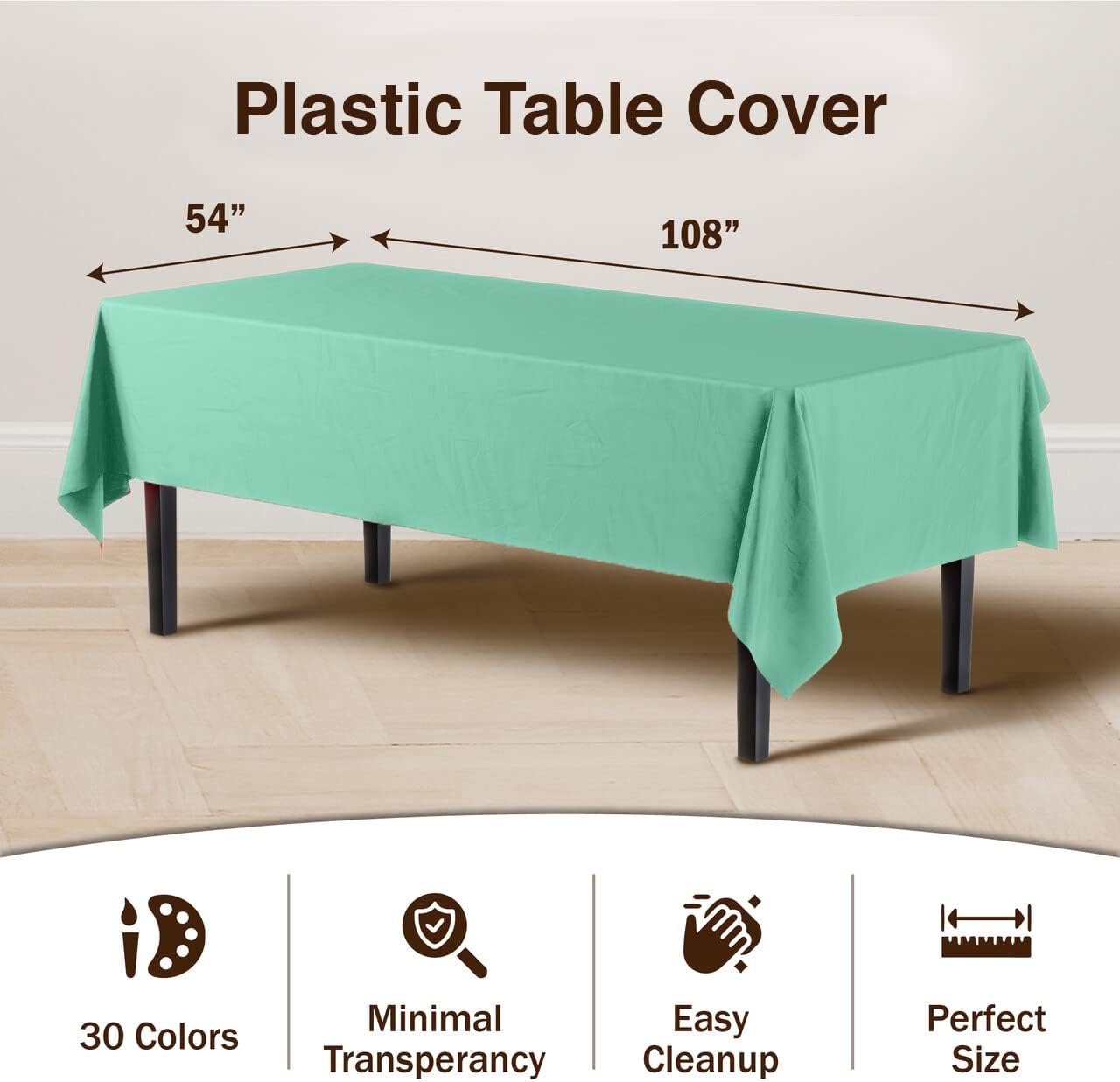 12-Pack Premium Plastic Tablecloth 54in. x 108in. Rectangle Table Cover - Dark Blue - Colors A
