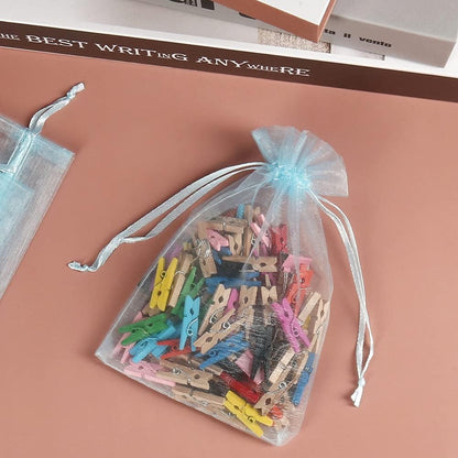 HRX Package 100pcs White Organza Bags, 4x6 inch Mesh Bags Drawstring Gift Bags Jewelry Pouches for Candy Wedding Favors Christmas