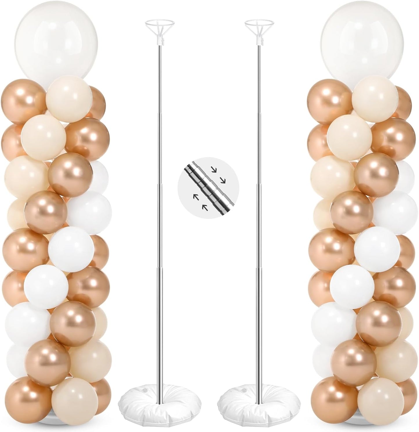 Jenaai 2 Sets 163 Pcs Pink Metallic Rose Gold Balloons Column Stand Kit Bridal Party Latex Balloons Adjustable Tower Stand for Graduation Bridal Shower Wedding Engagement Mothers Day Birthday Decor