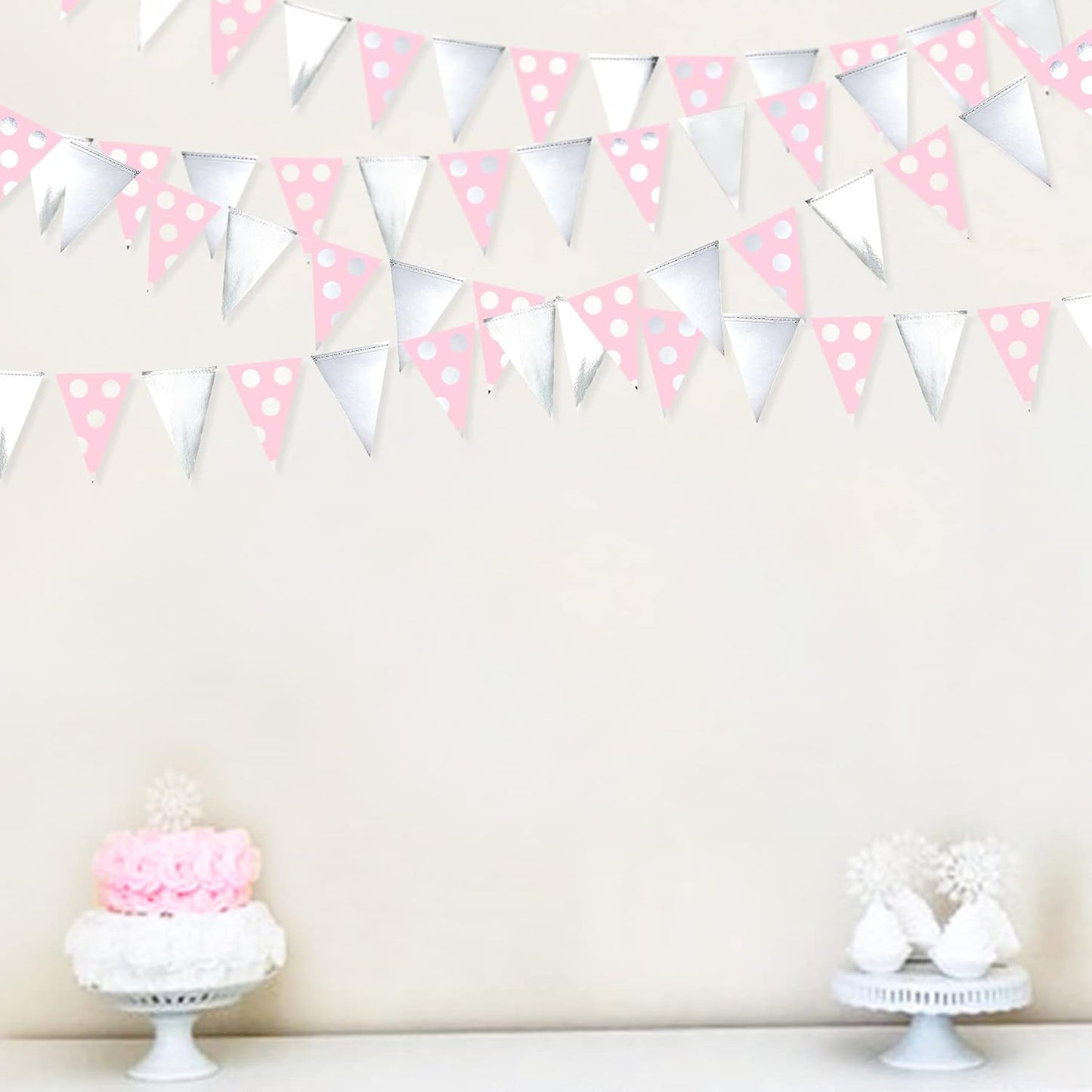 30Ft Navy Blue Gold and Beige Party Decorations Royal Blue Gold Triangle Flag Pennant Banner Bunting for Graduation Birthday Wedding Bridal Shower Nautical Ahoy Achor Theme Party Decorations Supplies