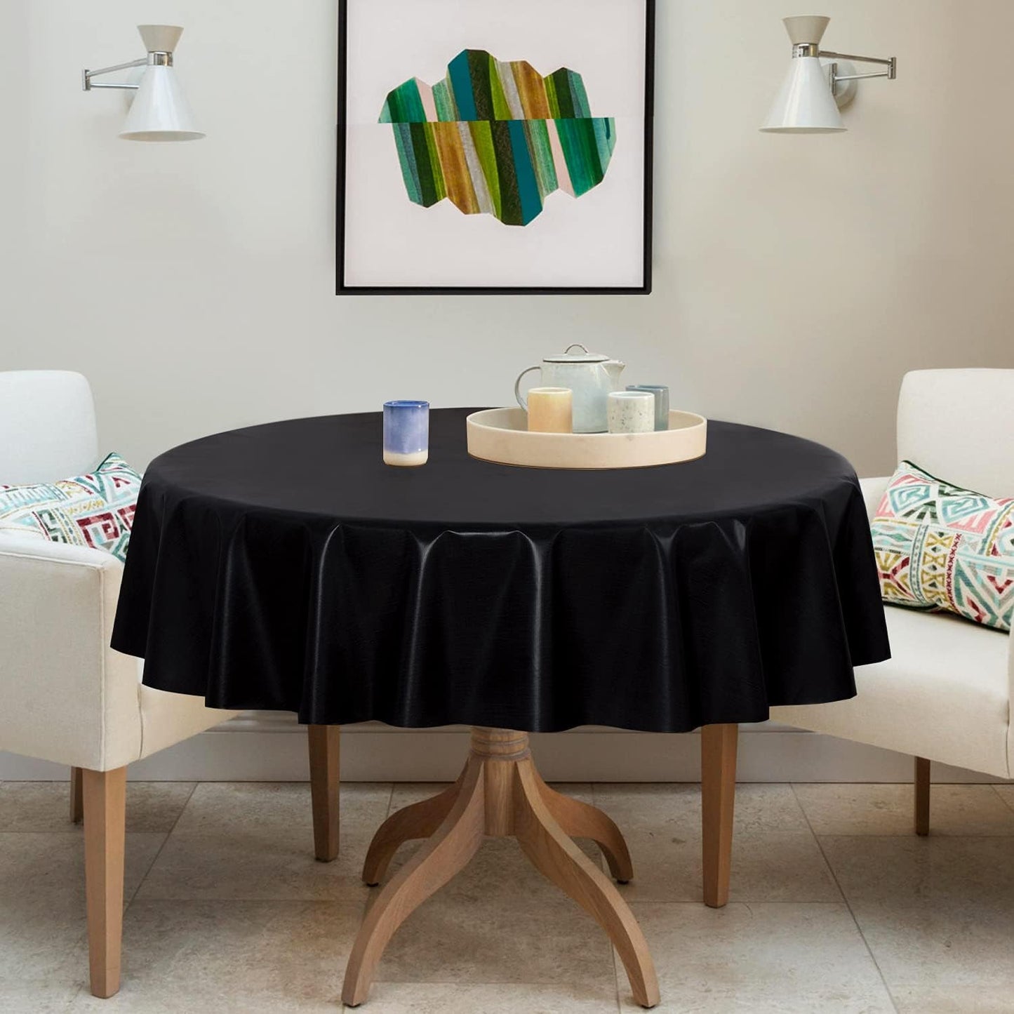 sancua Clear Plastic 100% Waterproof Tablecloth - 54 x 78 Inch - Vinyl PVC Rectangle Table Cloth Protector Oil Spill Proof Wipe Clean Table Cover for Dining Tables, Parties & Camping, Crystal Clear
