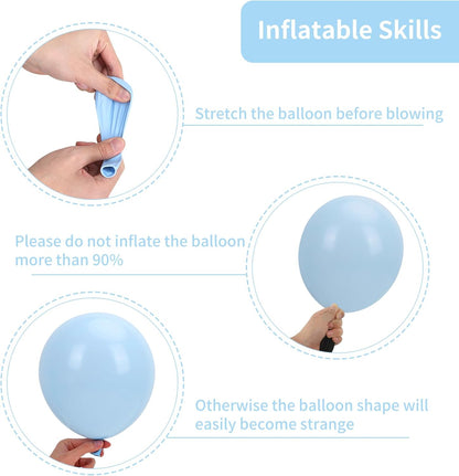 RUBFAC 87pcs Metallic Blue Silver Balloon Garland Arch Kit, 18 12 10 5 Inch Blue Silver Confetti Latex Party Balloons for Birthday Graduation Baby Shower Decoration