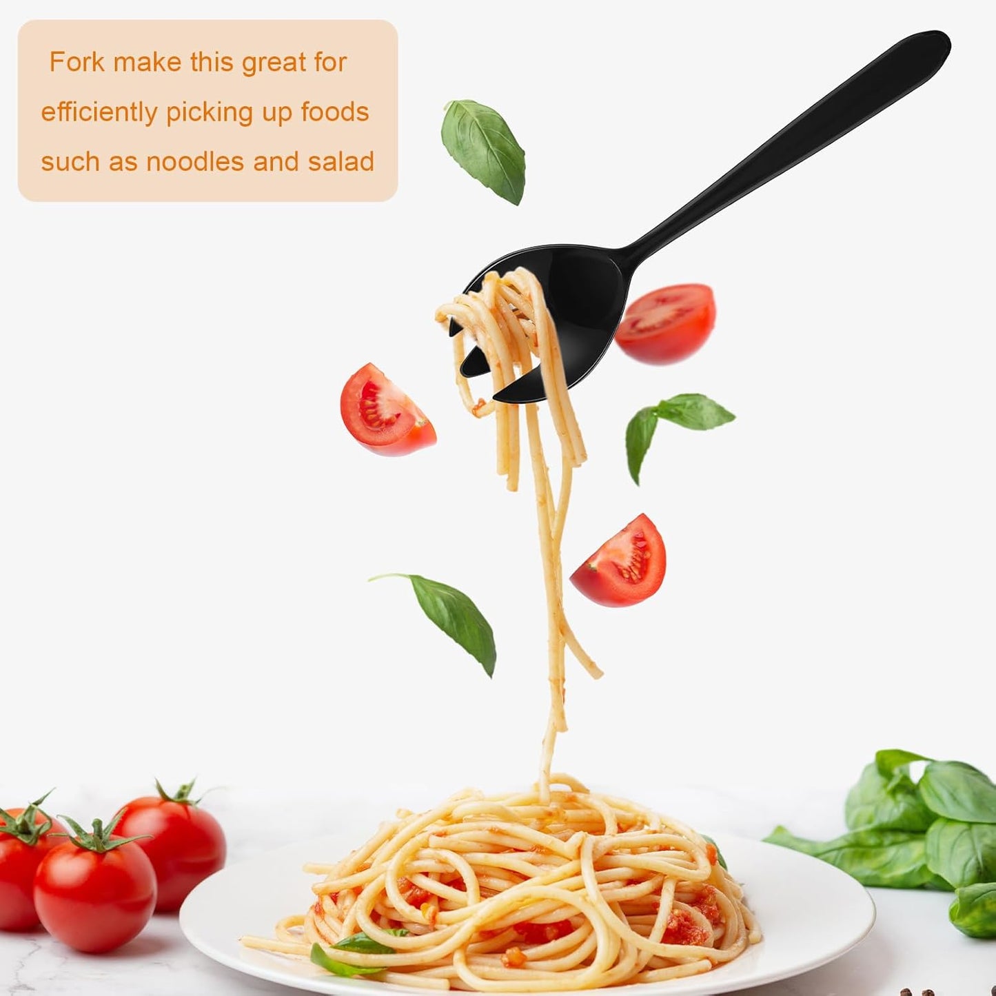 40 Set Disposable Plastic Serving Utensils Include10 Pcs 6.3" Serving Tongs 10 Spoons 10 Forks 10 Knives for Buffets Food Home Weddings Family Gathering Birthday Party Supplies(Black)