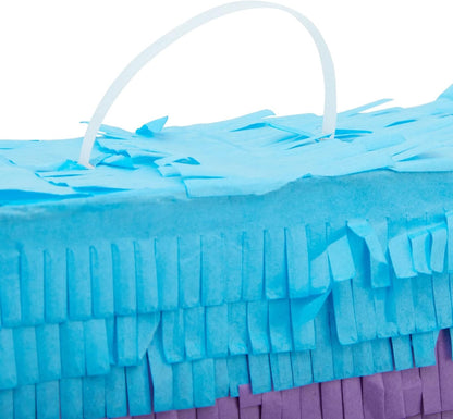 BLUE PANDA Rainbow Number 6 Pinata - Sturdy Corrugated Build & Easy Hang for Fiesta Party - Candy Filled 6th Birthday Party Surprise - Vibrant Tie-Dye Items for Kids - Small (16.5x11x3 In), Blue/White