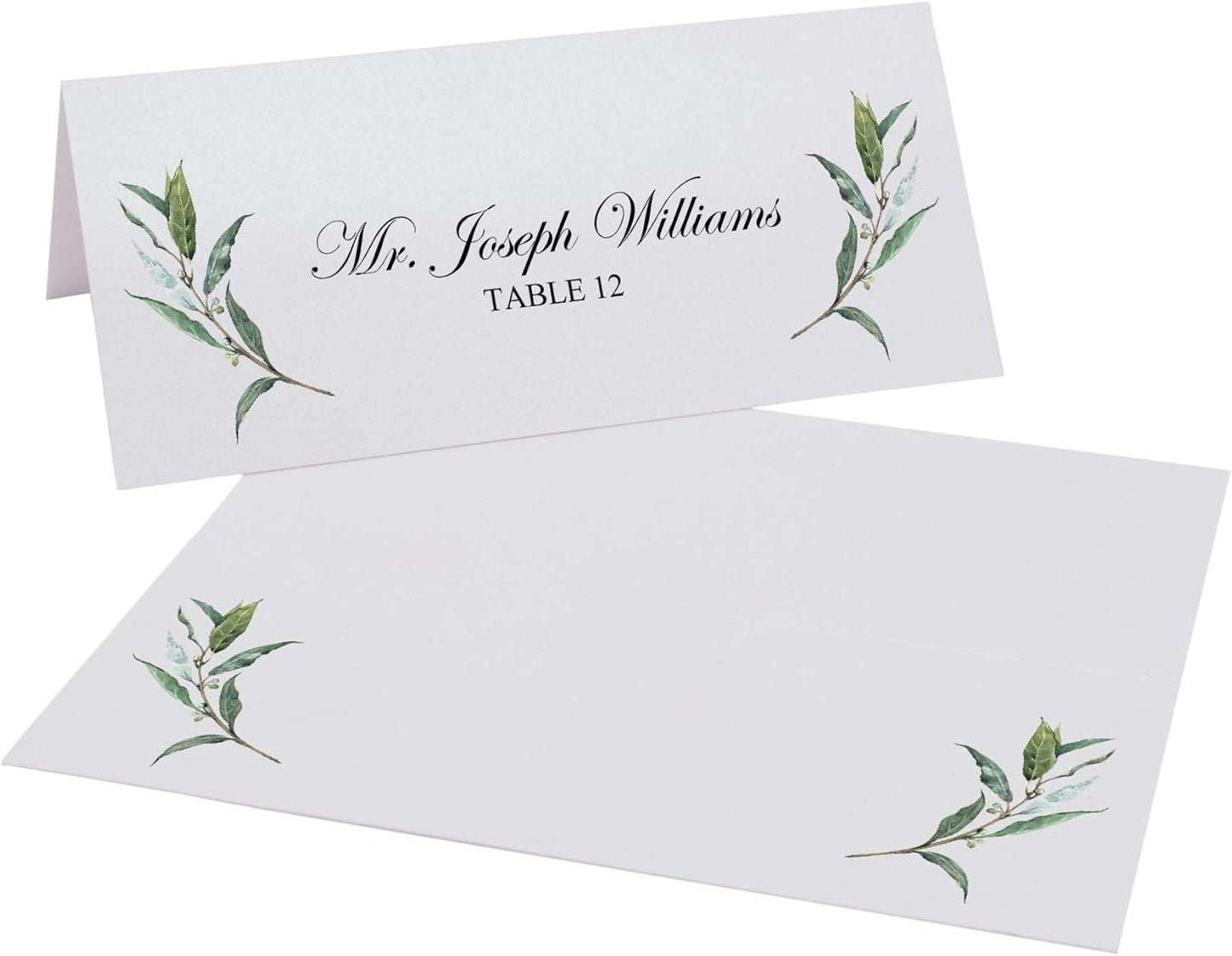 Laurel Wreath and Greenery Corner Printable Place Cards, Set of 60 (10 Sheets), Laser & Inkjet Printers - Wedding, Party, Dinner, and Special Events - Made in the USA