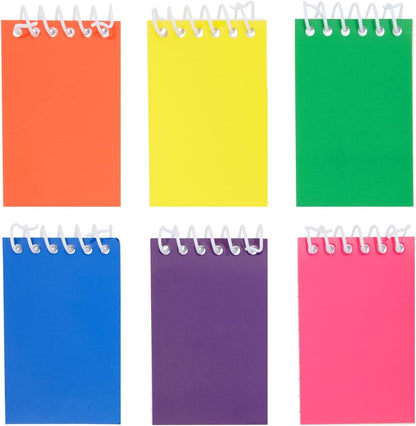 Mini Notepad Set - 24 Pack, 2.25 x 3.5 In, 6 Rainbow Colors - Bulk Pocket Journals for Party Favors & Classroom Rewards