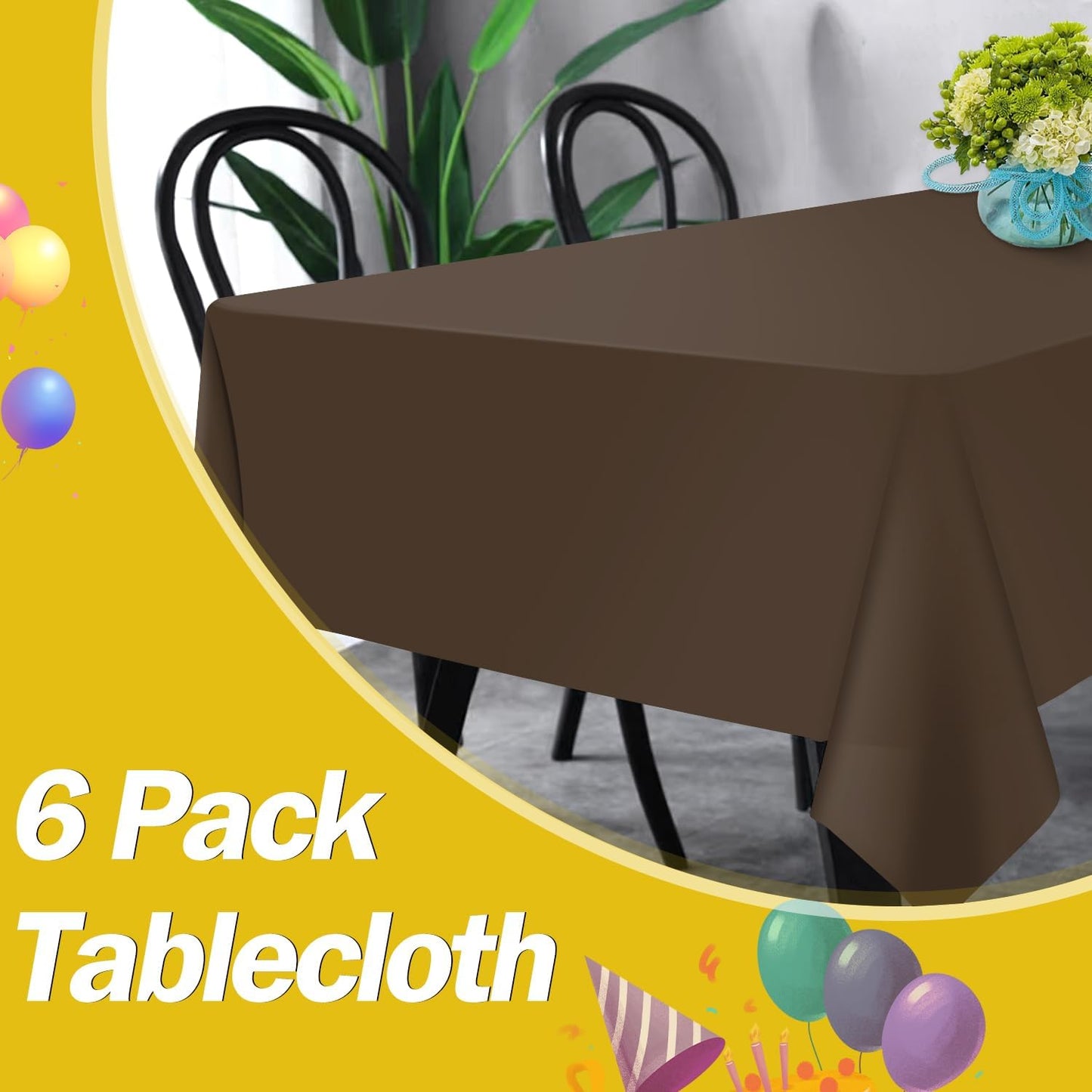 tujol Royal Blue 6 Pack Plastic Table Cloth 54" x 108", Disposable Tablecloths Rectangle Table Cover, Plastic Tablecloths for Parties