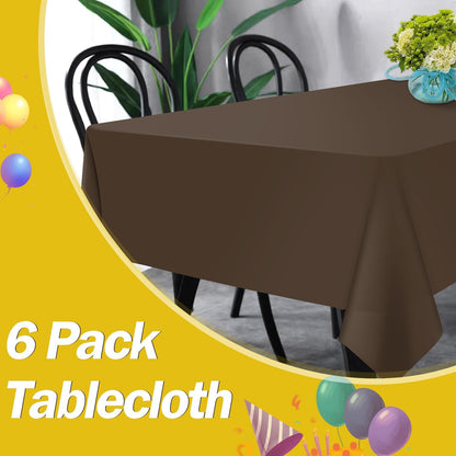 tujol Royal Blue 6 Pack Plastic Table Cloth 54" x 108", Disposable Tablecloths Rectangle Table Cover, Plastic Tablecloths for Parties