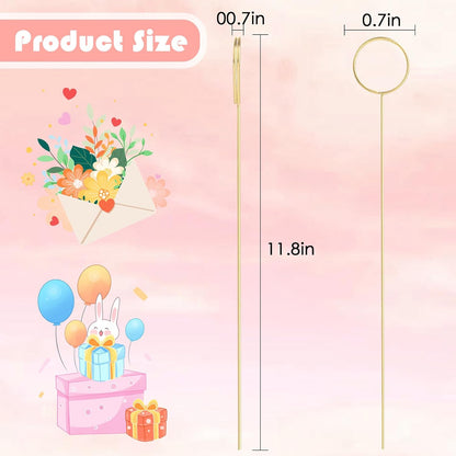 Picture Holders for Centerpieces,40Pcs Gift Card Holder Picks,Metal Photo Holders for Centerpieces,Sticks for Flower Bouquet Wedding Party Birthday (Round Shaped)