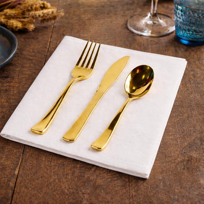 Plastic Cutlery Silverware Extra Heavyweight Disposable Flatware, Full Size Cutlery Combo, Polished Silver, 80 Forks, 40 Spoons, 40 Knifes, Value Pack 160 Count