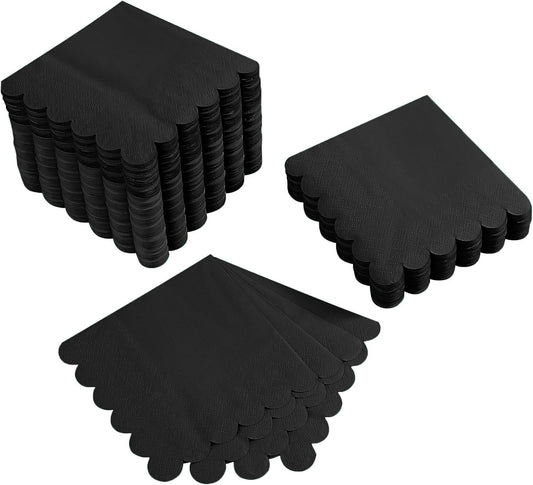 100 Pack Cocktail Napkin 2-Ply Scalloped Edged Dessert Napkins Folded 5 x 5 Inches Disposable Napkins for Dinner Wedding Birthday Party Bridal Anniversary Reception Event (Pink)