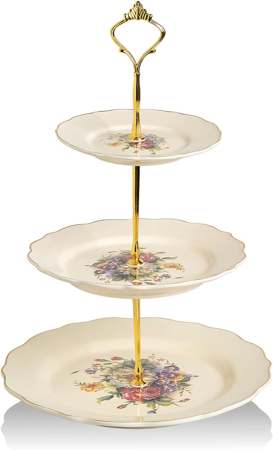 Sweejar 3 Tier Ceramic Cake Stand Wedding, Dessert Cupcake Stand for Tea Party Serving Platter (White)