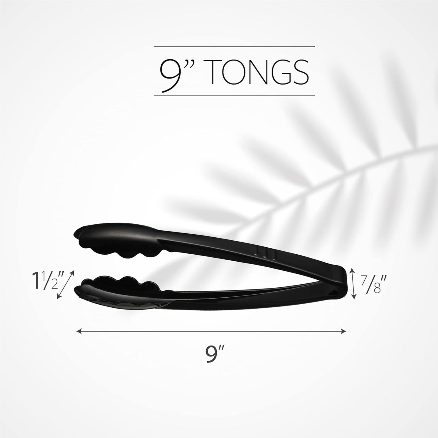 [Black Tongs 7.5'' Inches] Plasticpro 7.5'' Serving Tongs Heavy Duty Reusable Kitchen and BBQ Black Serving Tong for party's, Caterings, Events, Buffet, Weddings, And every Day use Pack of 12