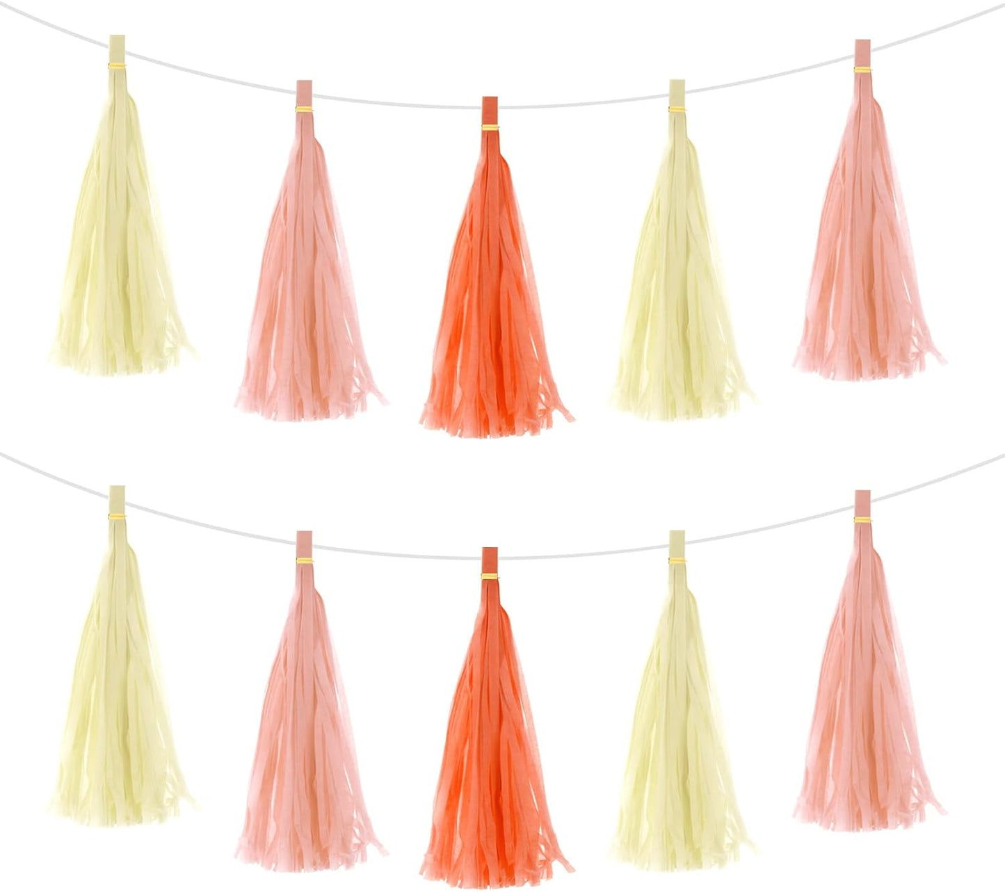 MECCANIXITY 15Pcs Light Blue Tassel Garland Banner with Rope Tissue Paper Tassels Party DIY Kits for Anniversary Wedding Birthday Party