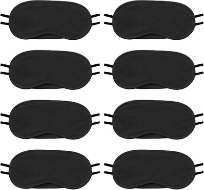 8-Pack Blindfold Sleep Mask for Party Games Travel Sleep Team Build Party Supply - Eye Covers for Sleeping with Adjustable Strap - Sleeping Masks for Women Men, Black