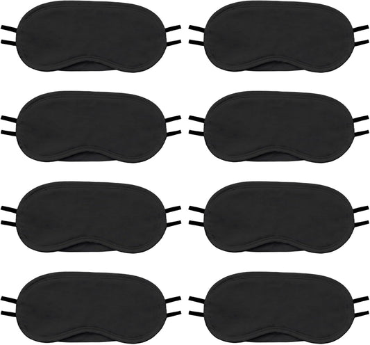 8-Pack Blindfold Sleep Mask for Party Games Travel Sleep Team Build Party Supply - Eye Covers for Sleeping with Adjustable Strap - Sleeping Masks for Women Men, Black
