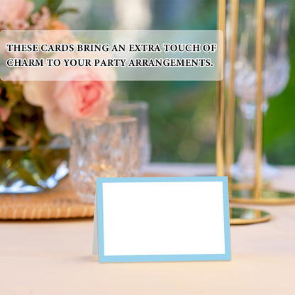 Blue Floral Place Cards for Table Setting, Birthday Baby Shower Folded Tent Cards Wedding Seating Cards for Bridal Shower, Anniversary, Engagement Food Name Card for Party Decoration, 25pcs /A10