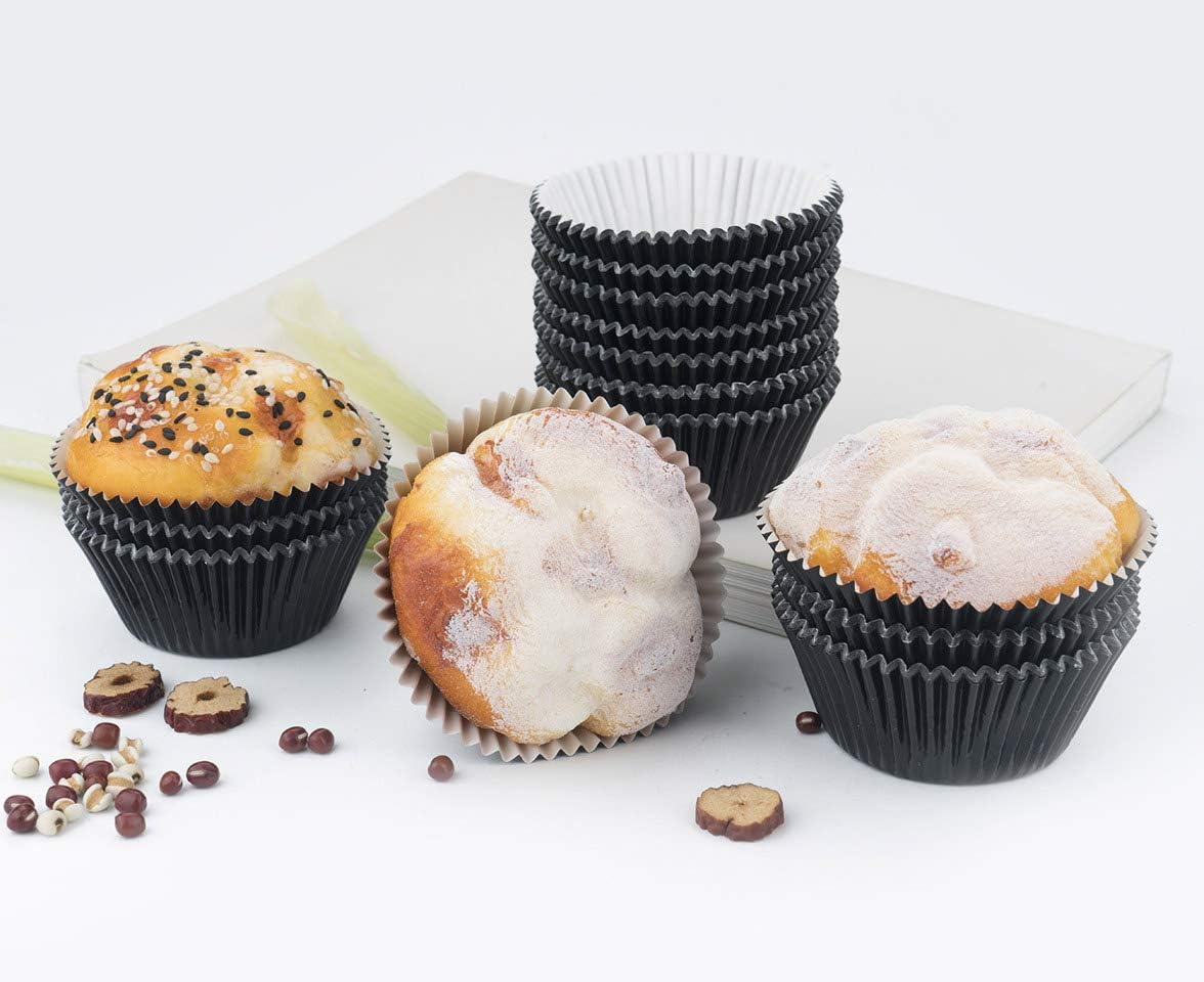 Gifbera White Metallic Foil Cupcake Liners Standard Size Baking Cups, 200-Count