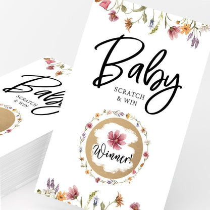 Printed Party Baby Shower Games for Girl – 4 Games and Activities for 30 Guests, Includes Bingo, Price is Right, Mommy or Daddy Trivia, and Storybook Title Guessing, Wildflower Baby in Bloom Design