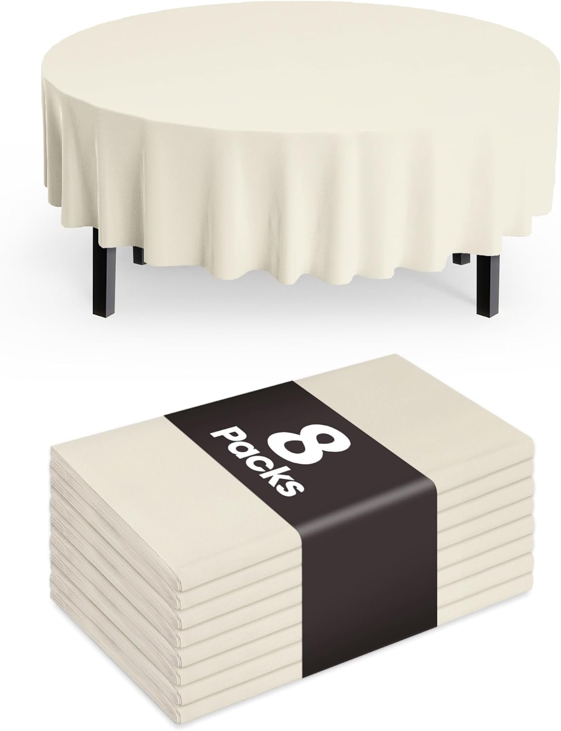 Pureegg Plastic Table Cloth Disposable 8 Pack, 54 x 108 Inch Table Cloths, Party, Picnic, Wedding, Decorative Tablecloths, Rectangle, White Plastic Cover, Leakproof & Sturdy, White