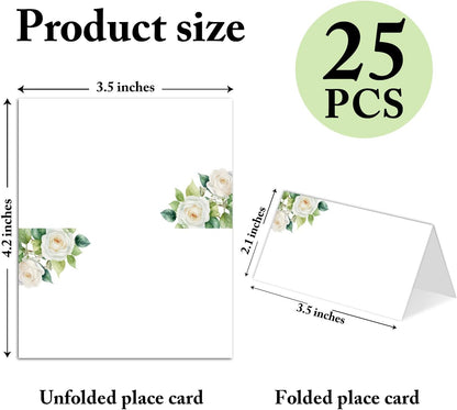 25 Pack Pink Plaid Bow Place Cards, Editable Name Cards for Table Setting, Tent Cards Food Label for Dinner Party, Bridal Shower, Wedding, Baby Shower and Events -T30