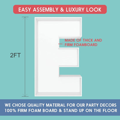 JW Passion - Premium Quality Made 3FT Tall Mosaic Balloon Frame Big Marquee Light Up Letters DIY Kit for Birthday Party Wedding Backdrop Decor Letter A Pre-Cut Foam Board