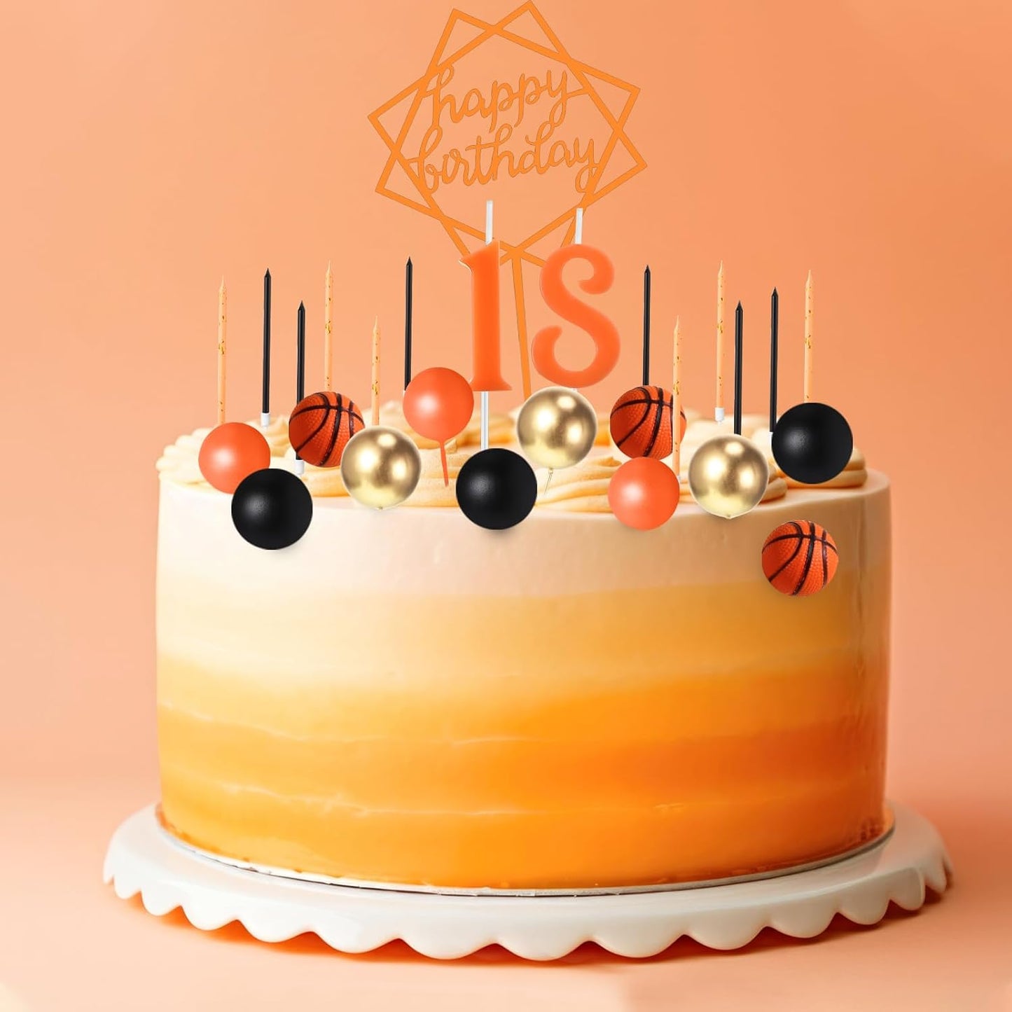 Yerliker 34 Pcs Happy Birthday Cake Toppers Decorations Birthday Candles DIY Cake Decor for Men Women Wedding Anniversary(Gold)