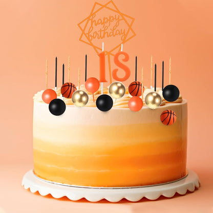 Yerliker 34 Pcs Happy Birthday Cake Toppers Decorations Birthday Candles DIY Cake Decor for Men Women Wedding Anniversary(Gold)