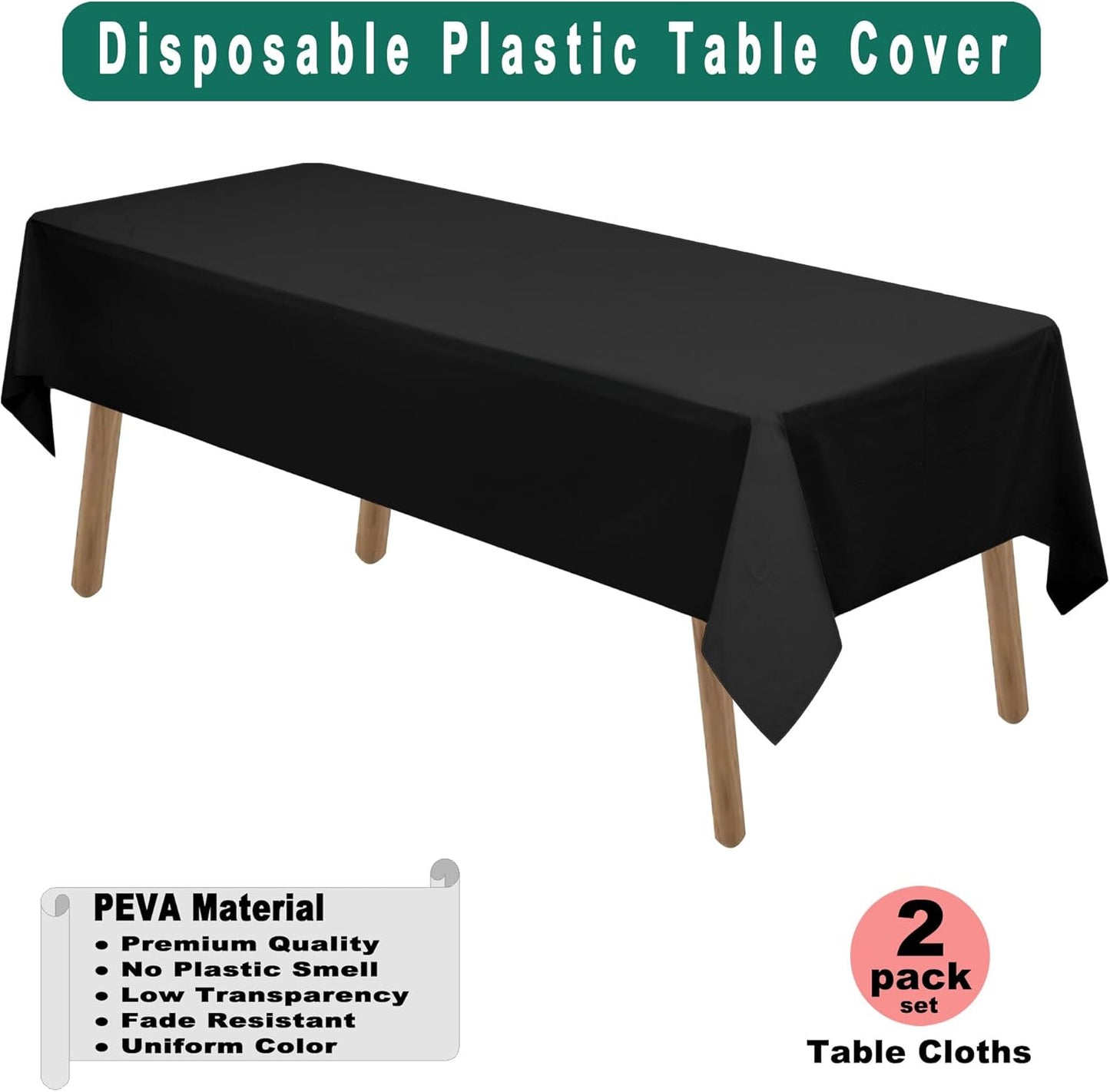 PARTY ULYJA White Plastic Tablecloths 2 Pack Disposable Table Covers 54 x 108 Inch Bridal Shower PEVA Vinyl Table Cloths for Picnic Birthday Wedding Banquet Parties 8 ft Rectangle Table Use