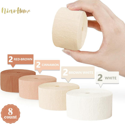 NICROHOME EUR Wedding Party Decorations, 8 Rolls Moss Sage Green Pink Crepe Paper Streamers for Boho Baby Shower, Wedding, Engagement Party, Spring Party, Birthday Party Supplies, 82 ft Long
