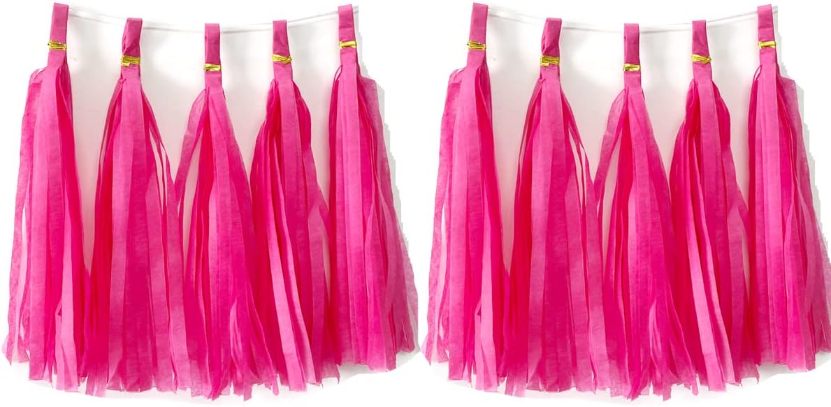 Tissue Paper Tassels Paper Tassel Garland Banner Table Decor Party Tassels Banner Wedding Birthday Baby Shower Nursey Party Decorations Supplies (20, Rose Gold+Pink+Rose Red+Lt-Pink)