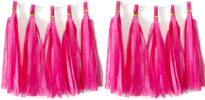 Tissue Paper Tassels Paper Tassel Garland Banner Table Decor Party Tassels Banner Wedding Birthday Baby Shower Nursey Party Decorations Supplies (20, Rose Gold+Pink+Rose Red+Lt-Pink)