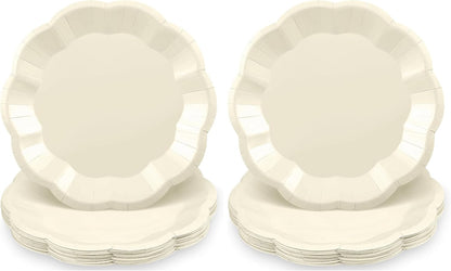 NatNarr 30 Pcs Sage Green Paper Plates, 7 Inch Scalloped Paper Plates Small Dessert Cake Plate Cute Party Plate Disposable Sage Greens Party Supplies for Wedding, Baby Bridal Shower, Birthday