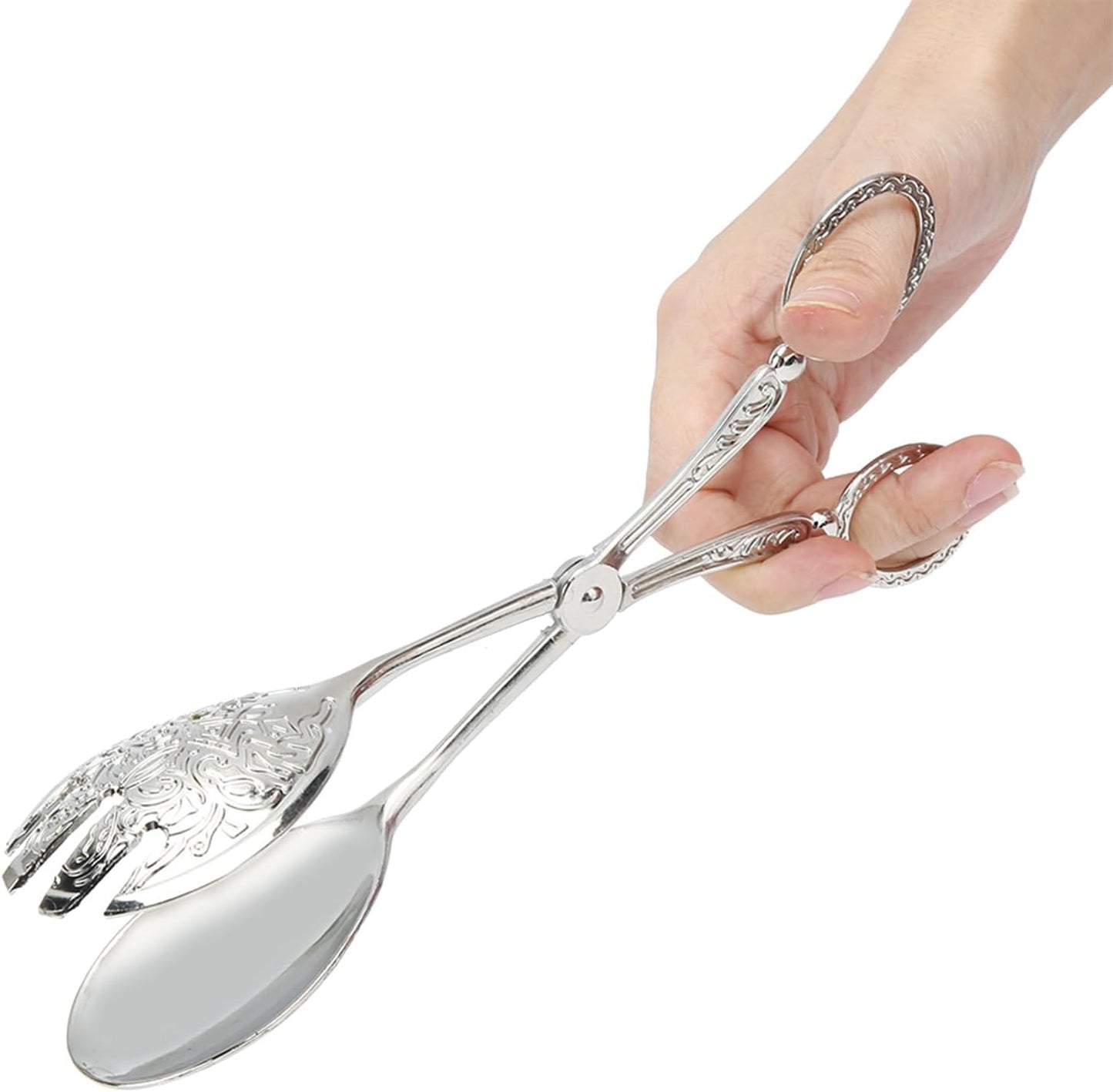 Salad Tongs, Zinc Alloy Kitchen Tongs, Bread Clips with Scissor Handles for Buffet, Appetizers, Party, Serving Food, Cooking