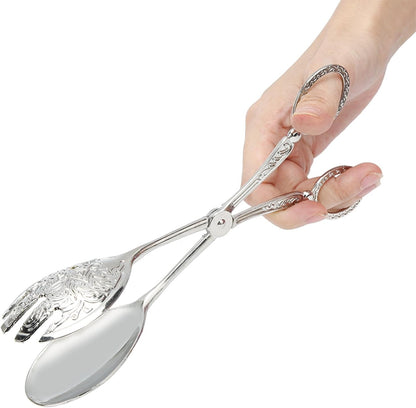 Salad Tongs, Zinc Alloy Kitchen Tongs, Bread Clips with Scissor Handles for Buffet, Appetizers, Party, Serving Food, Cooking