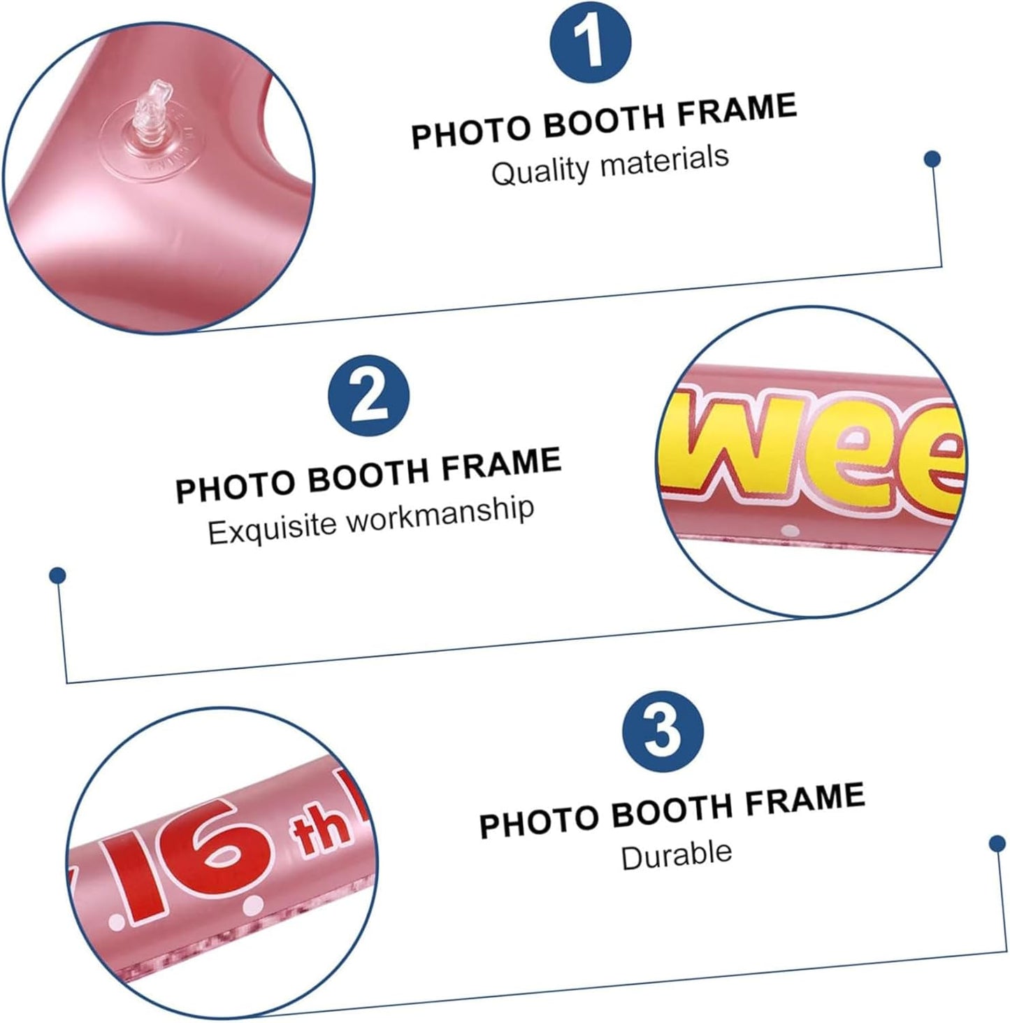 16th Sweet Birthday Inflatable Selfie Photo Frame with Photo Booth Props Set,16th Birthday Party Selfie Props and Frame(24x28 Inches) for Pictures and Decorations Girls 16th Birthday Party Supplies