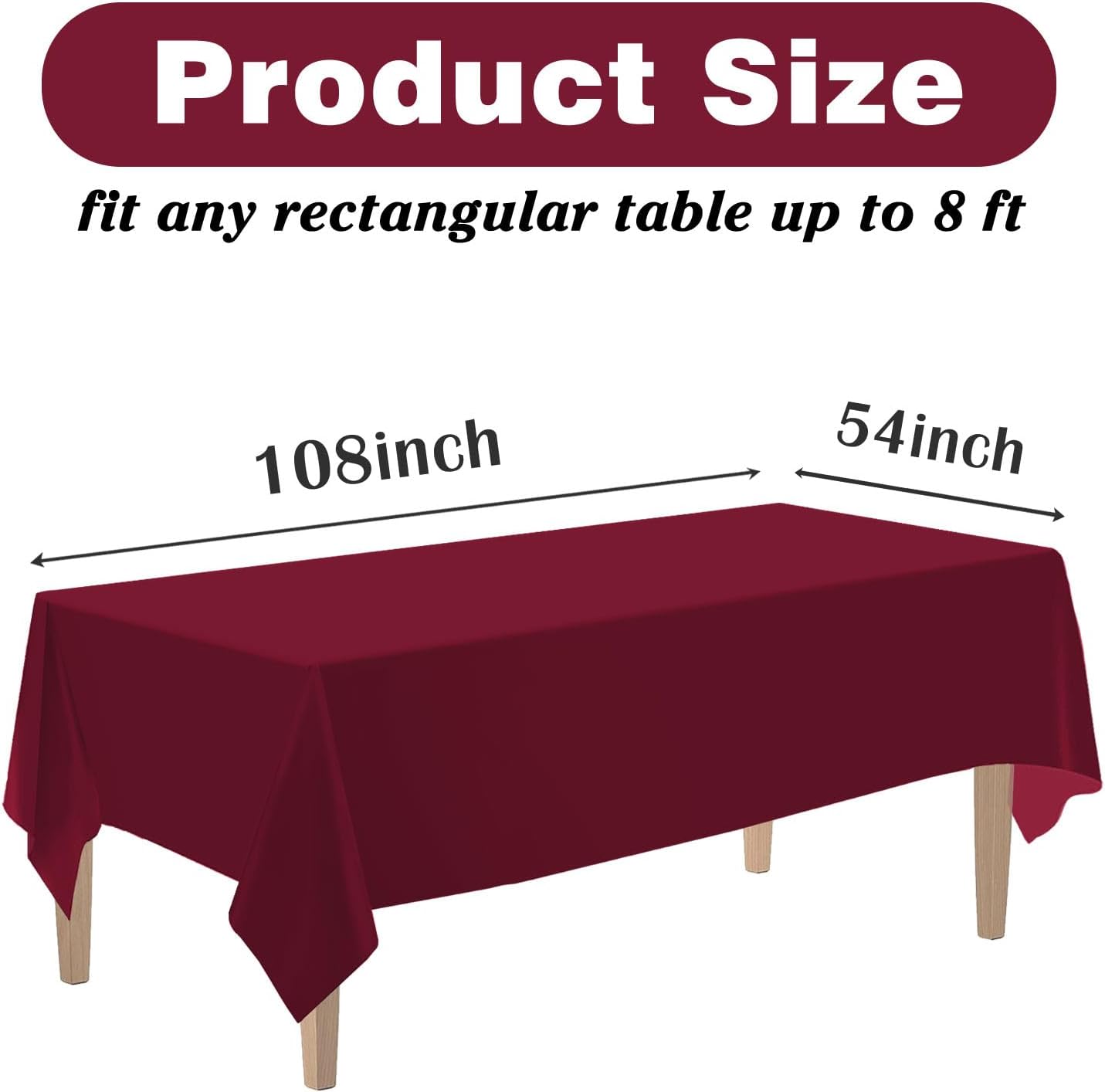 Kopokita 2PCS Black Plastic Tablecloths 54 x 108 Inch, Disposable Table Cloths Rectangle Party Table Covers