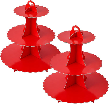 Soleebee 3-Tier Cupcake Stand, Cardboard Cupcake Tower, Dessert Cup Cake Stand Tower for Birthday Wedding Party Decoration, Cupcake Tier Stand 1 Set (Black)