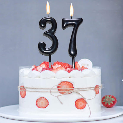 10 Pieces Birthday Numeral Candles, Cake Numeral Candle for Cake Decoration, Number 0-9 Cake Topper Candles Number 0 1 2 3 4 5 6 7 8 9 for Birthday Wedding Anniversary Party Celebration, Black