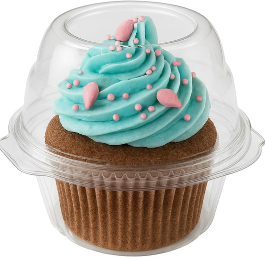 Stock Your Home Individual Cupcake Containers, 50 Pack, Cupcake Holder with Lid, Plastic Single Cupcake Container, Muffin Container, Stackable, BPA Free