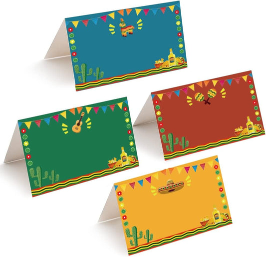 Fiesta Place Cards - Cinco de Mayo Mexican Themed Party Supplies Food Tents and Food Labels Decorations, Baby Shower Party Supplies(24pcs)