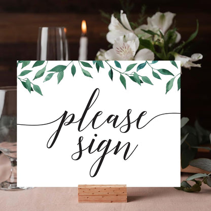 Andaz Press Wedding Party Signs, Natural Greenery Green Leaves, 8.5x11-inch, Bridal Shower Scavenger Hunt, 1-Pack - Colors B