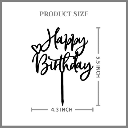 DIY Happy birthday Cake Topper Black Acrylic