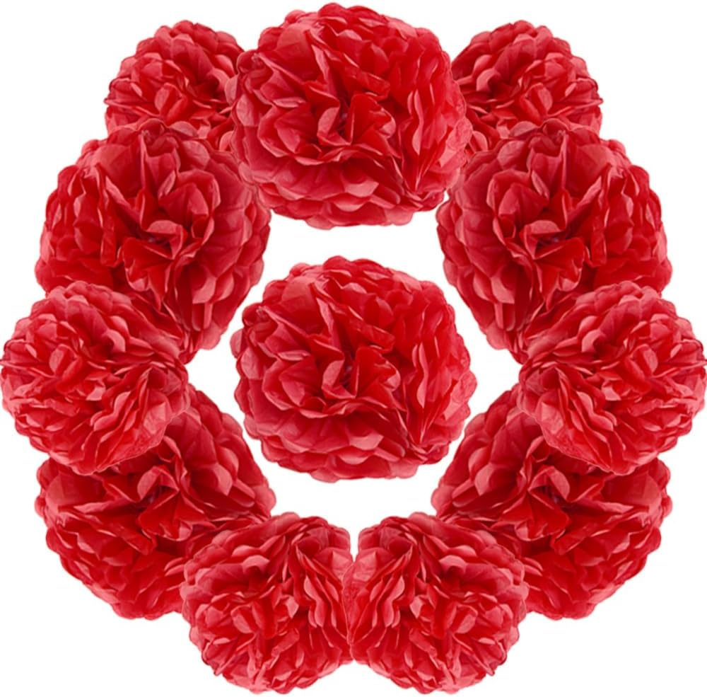 Yosawa 12 Pcs Tissue Paper Pom Poms Flowers,10''12''Paper Flower Party Decorations for Wedding Birthday Baby Shower Baby Girl Room Nursery Decoration（Sky Blue/ZH）